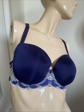 34/34E uk Panache Deep Navy Lace-Trim Underwire Bra